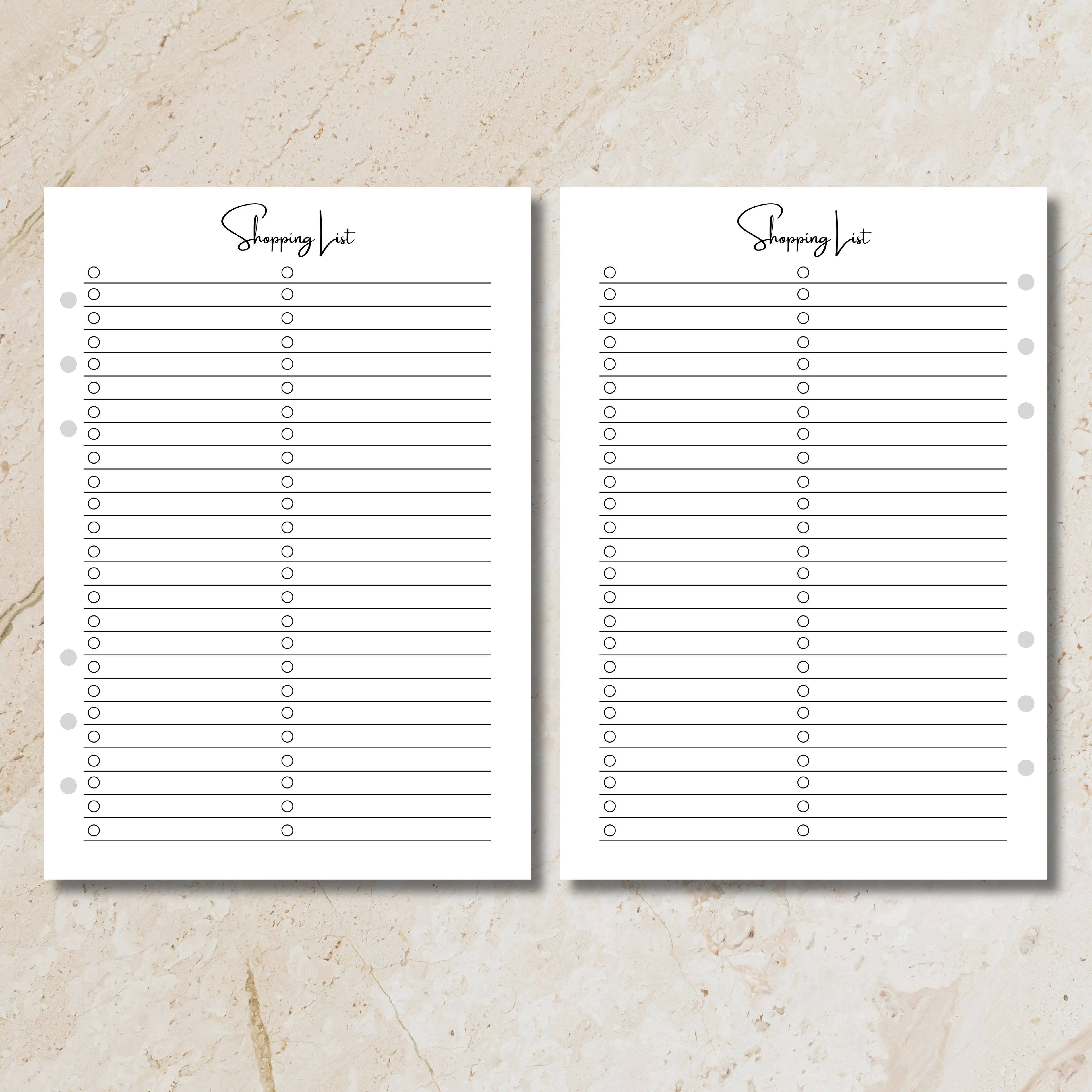 Sunday Series - Shopping List